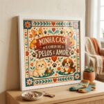 Quadro Cachorrinhos - Pelos e Amor - 33x33 Cm