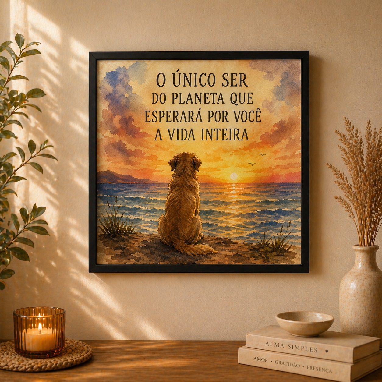 Quadro Cão Amigo Fiel - 33x33 Cm