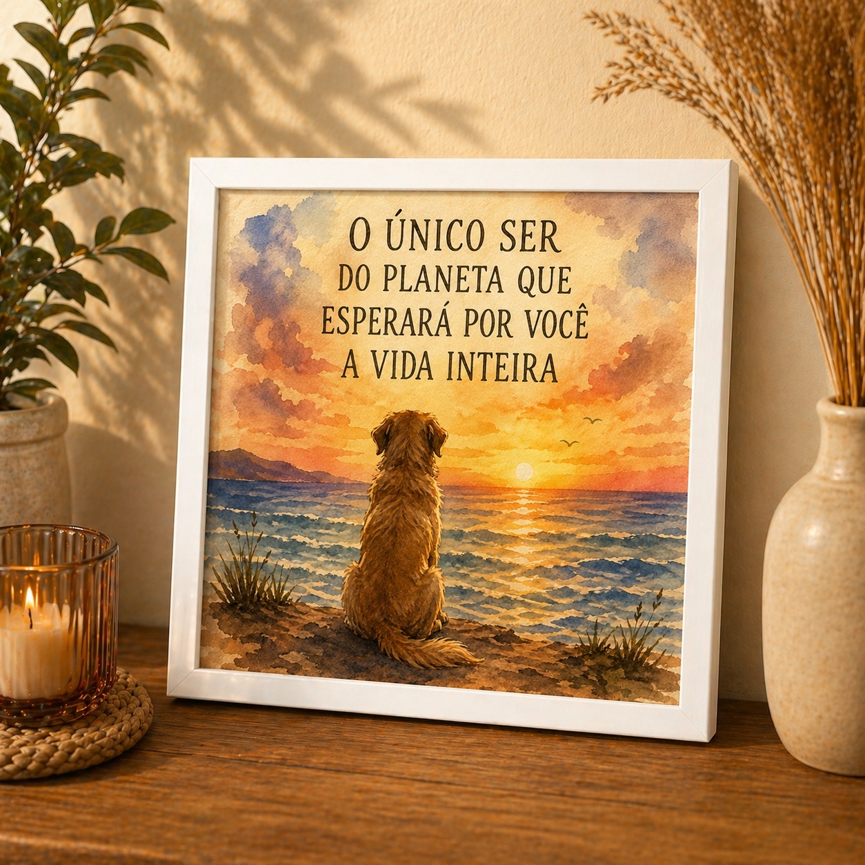 Quadro Cão Amigo Fiel - 33x33 Cm