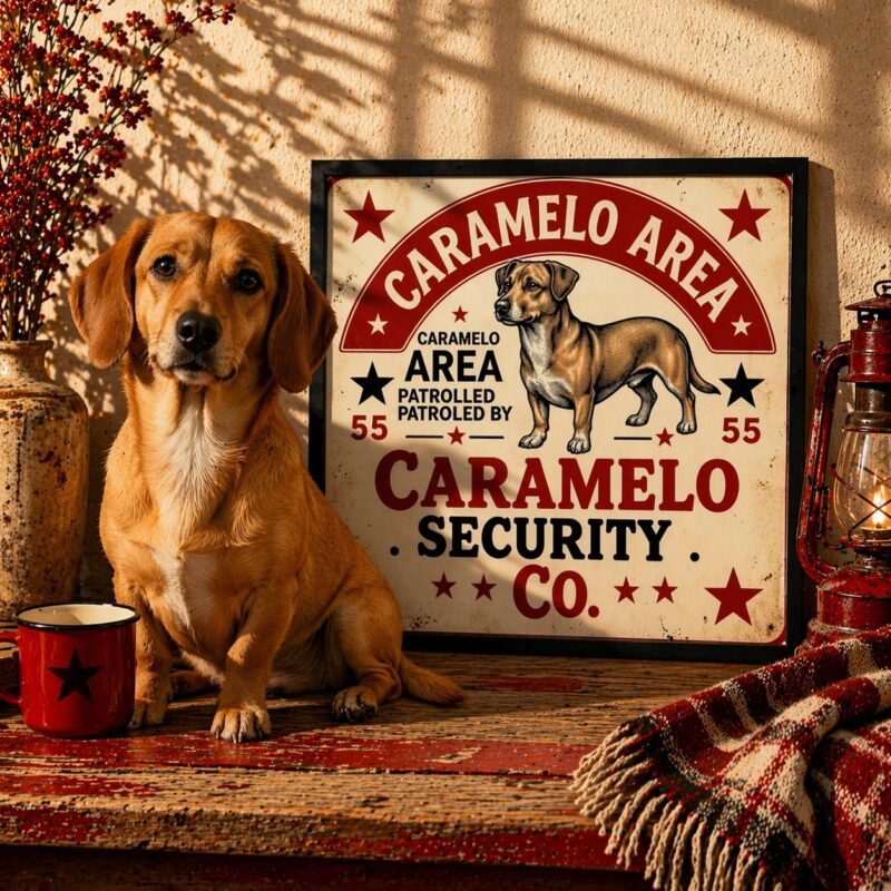 Quadro Cão Caramelo Area - 33x33 Cm