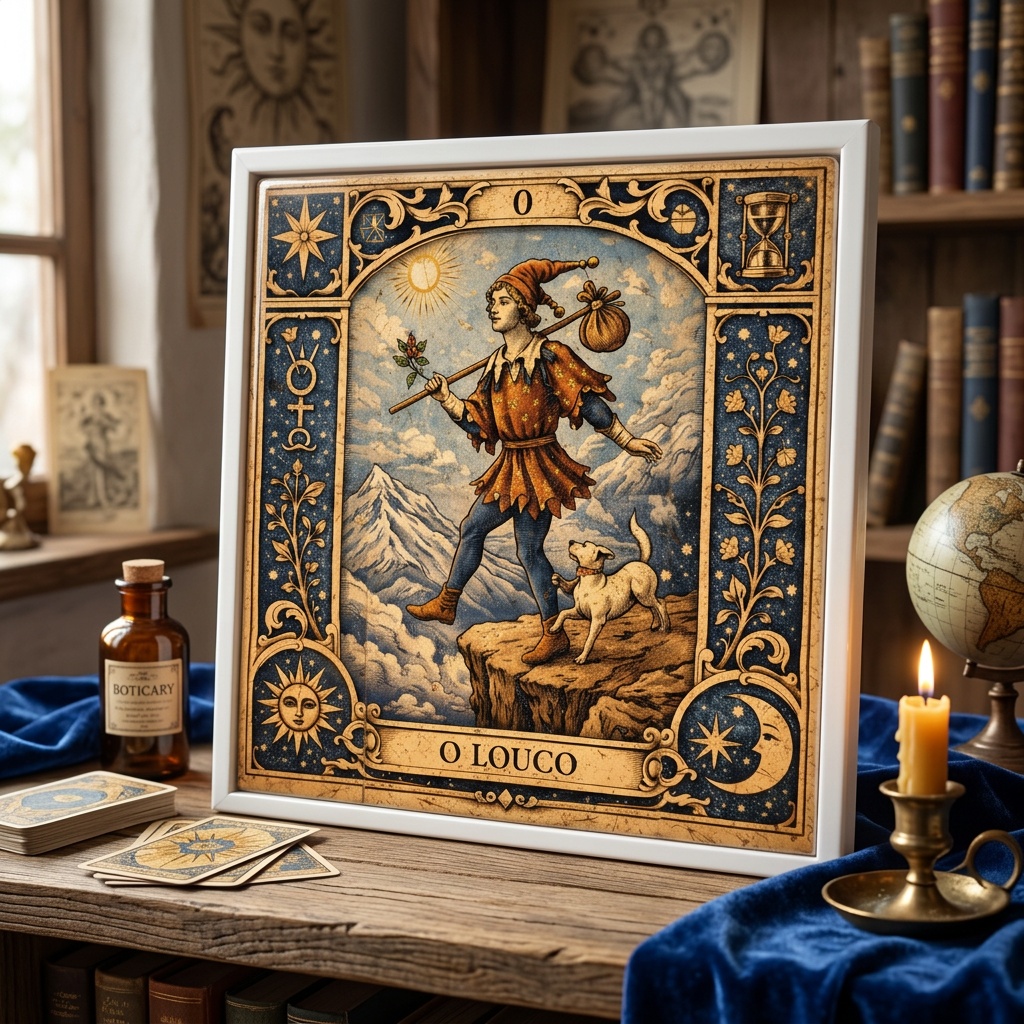 Quadro Carta Tarot - O Louco - 33x33 Cm