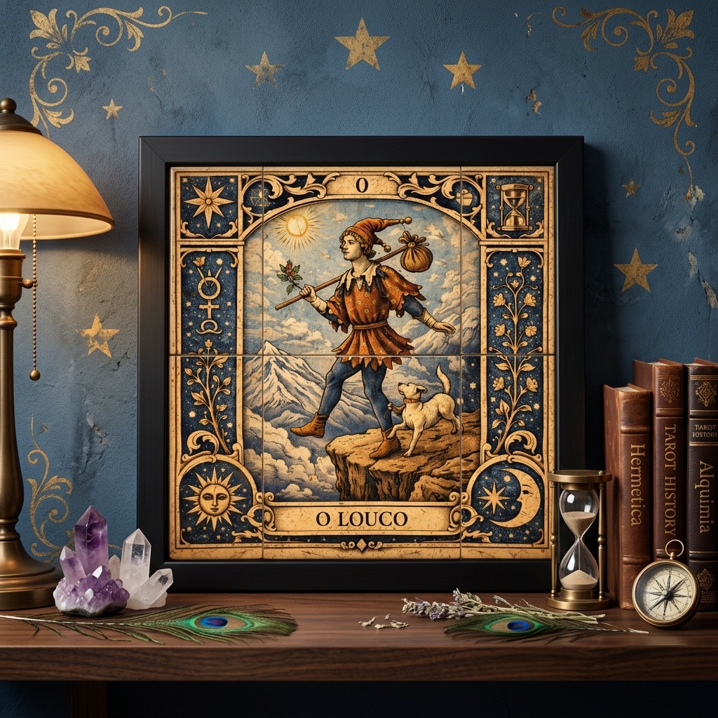 Quadro Carta Tarot - O Louco - 33x33 Cm