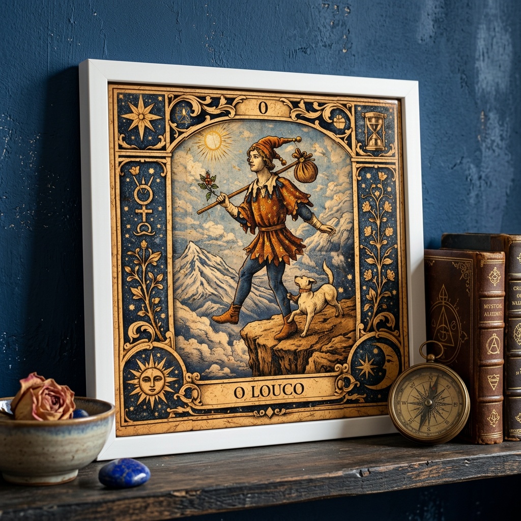 Quadro Carta Tarot - O Louco - 33x33 Cm