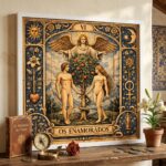 Quadro Carta Tarot - Os Enamorados - 33x33 Cm