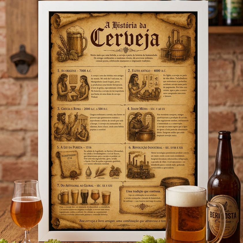 Quadro Decorativo A História da Cerveja