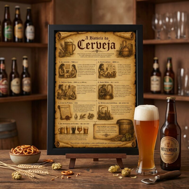 Quadro Decorativo A História da Cerveja