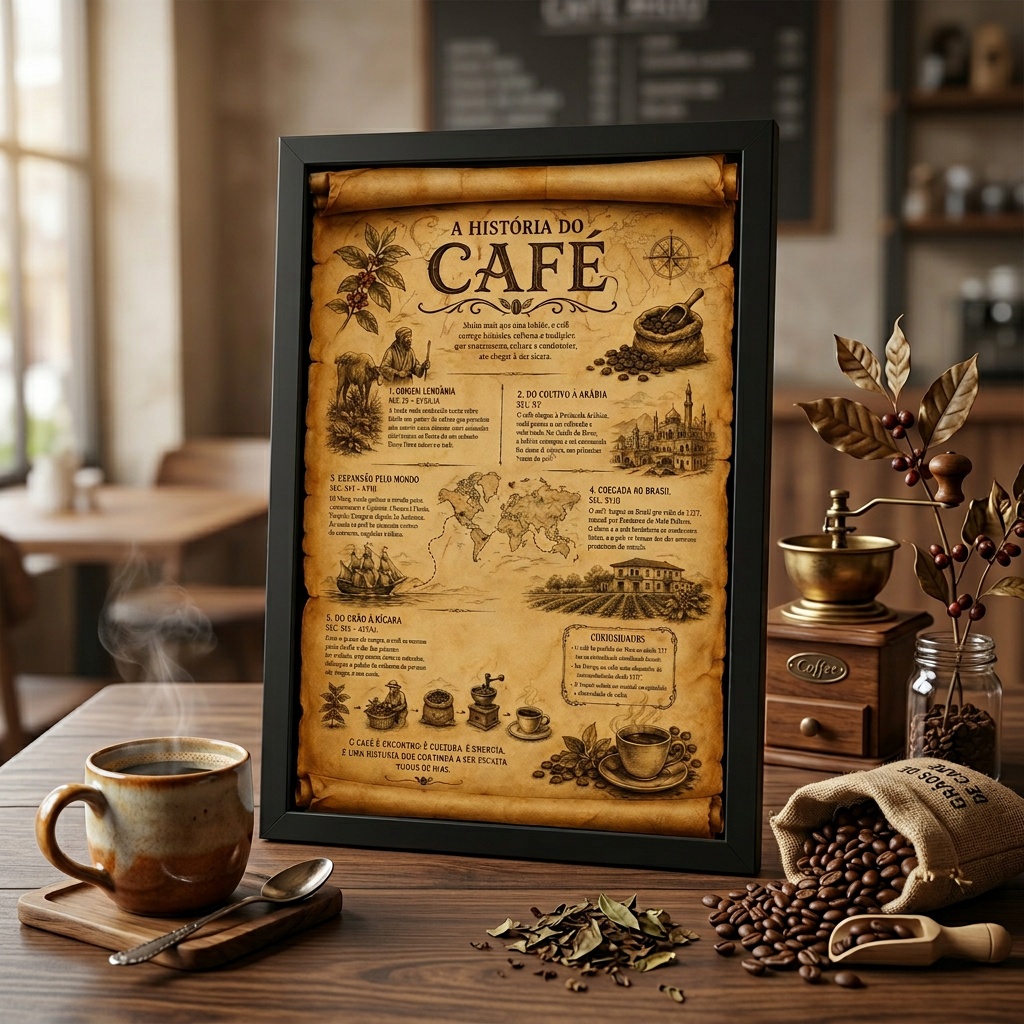 Quadro Decorativo A História do Café