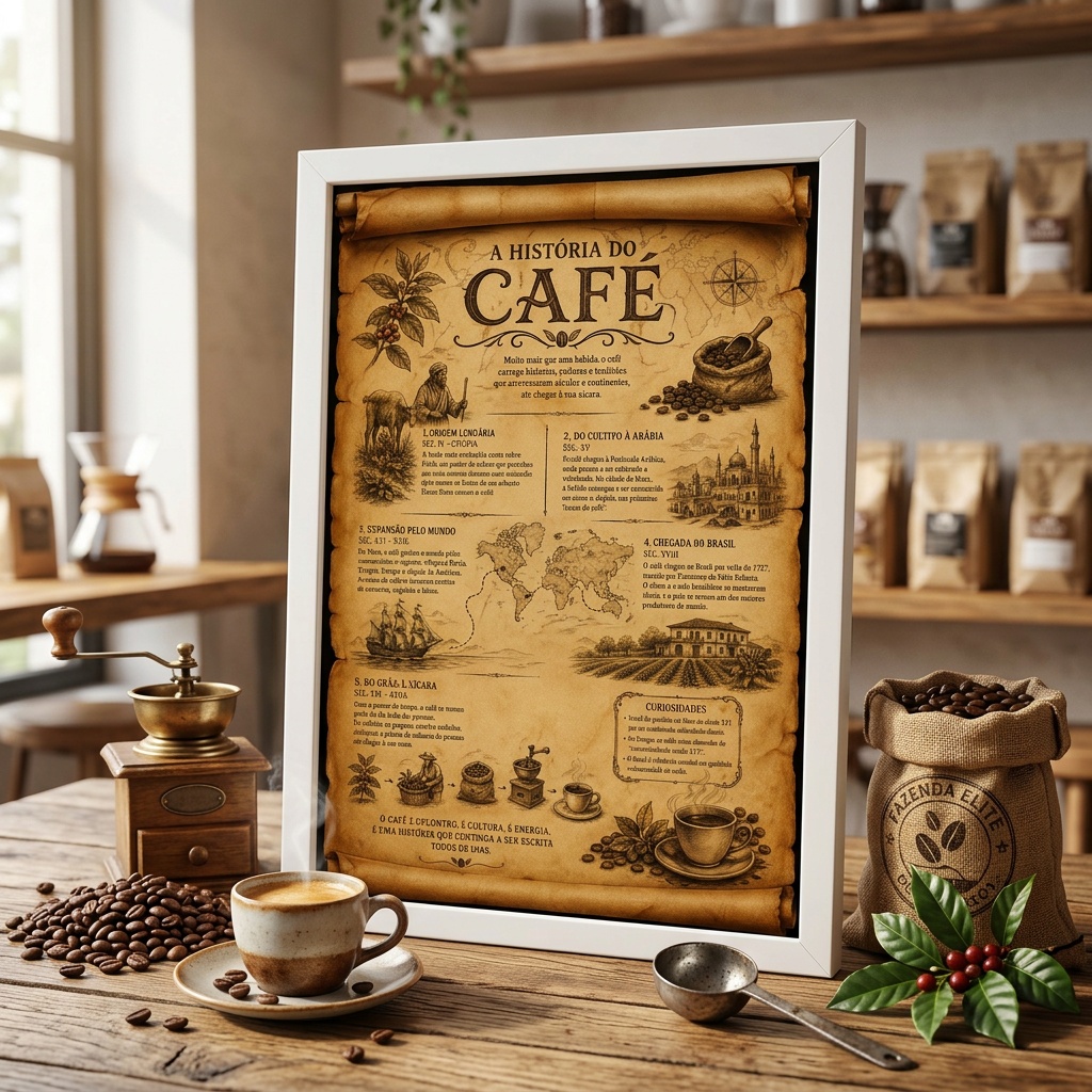 Quadro Decorativo A História do Café