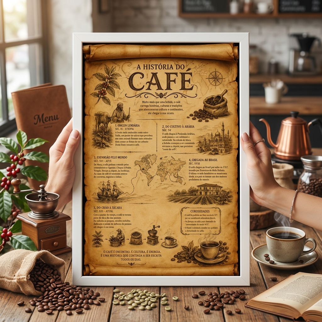 Quadro Decorativo A História do Café