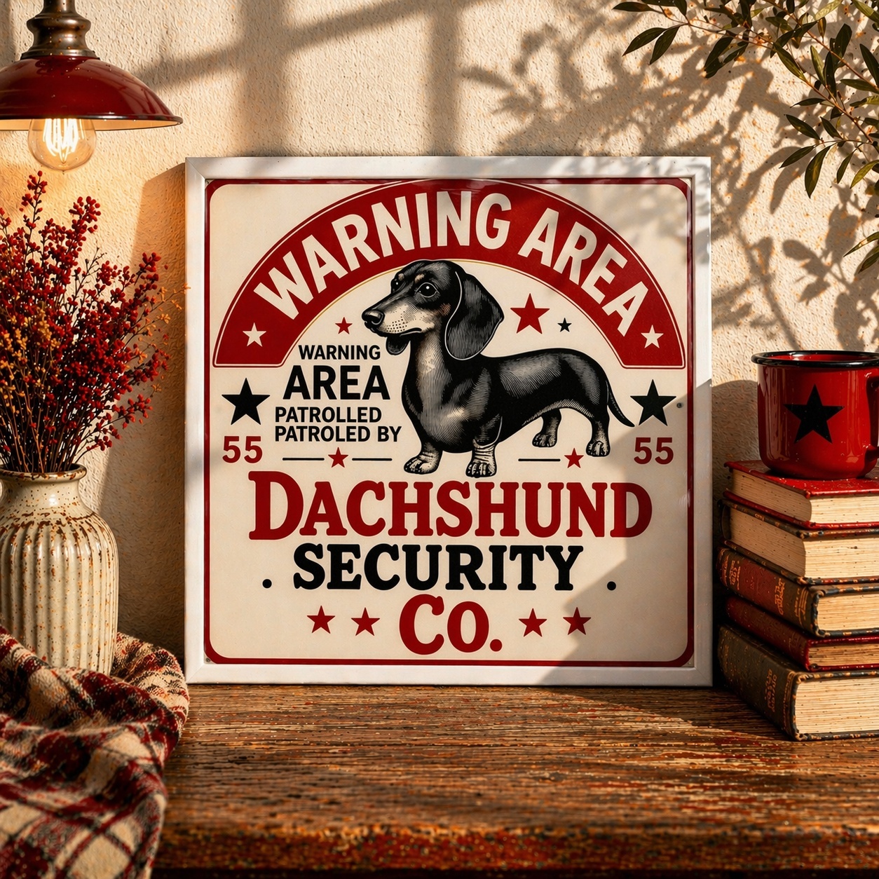 Quadro Decorativo Dachshund Area - 33x33 Cm