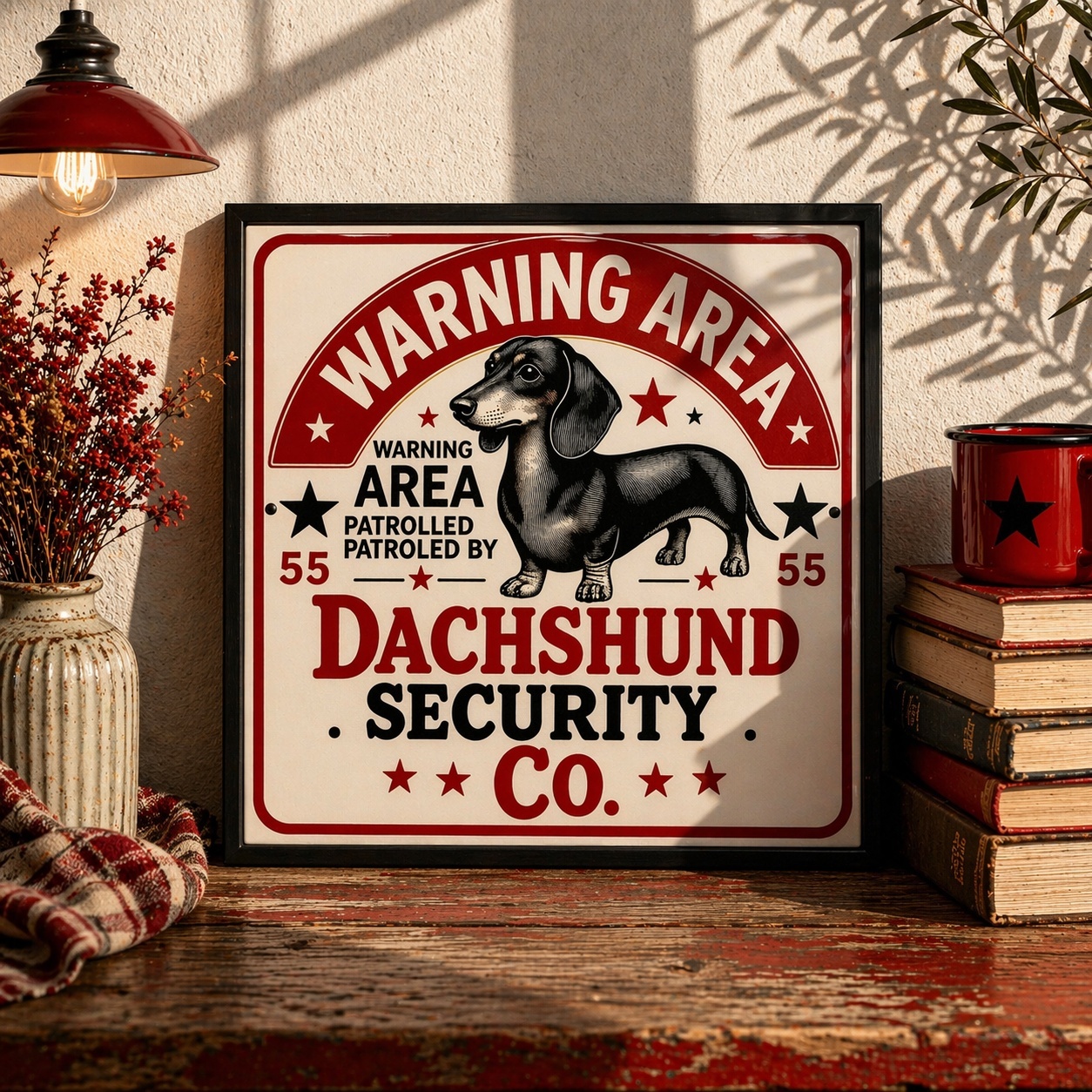Quadro Decorativo Dachshund Area - 33x33 Cm