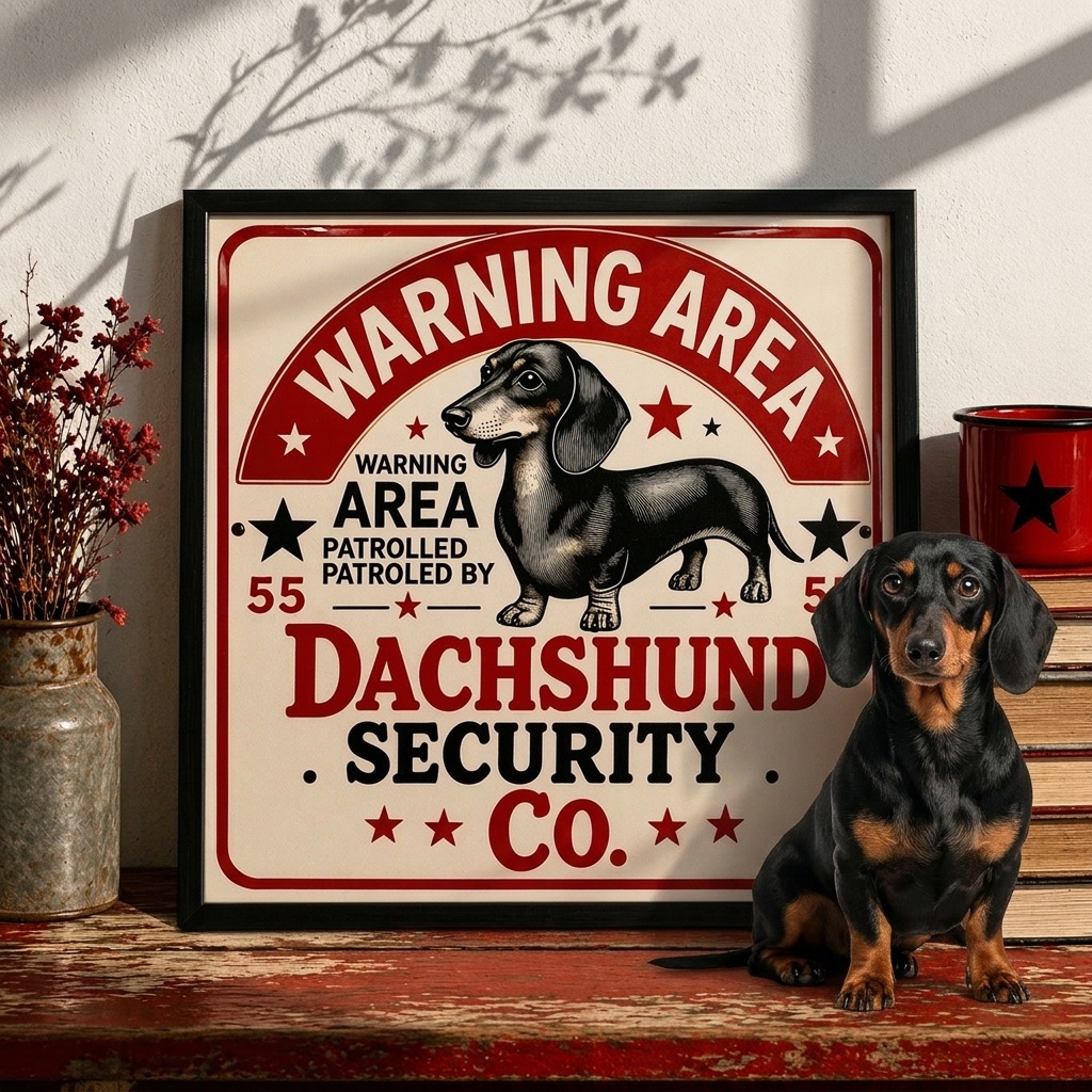 Quadro Decorativo Dachshund Area - 33x33 Cm