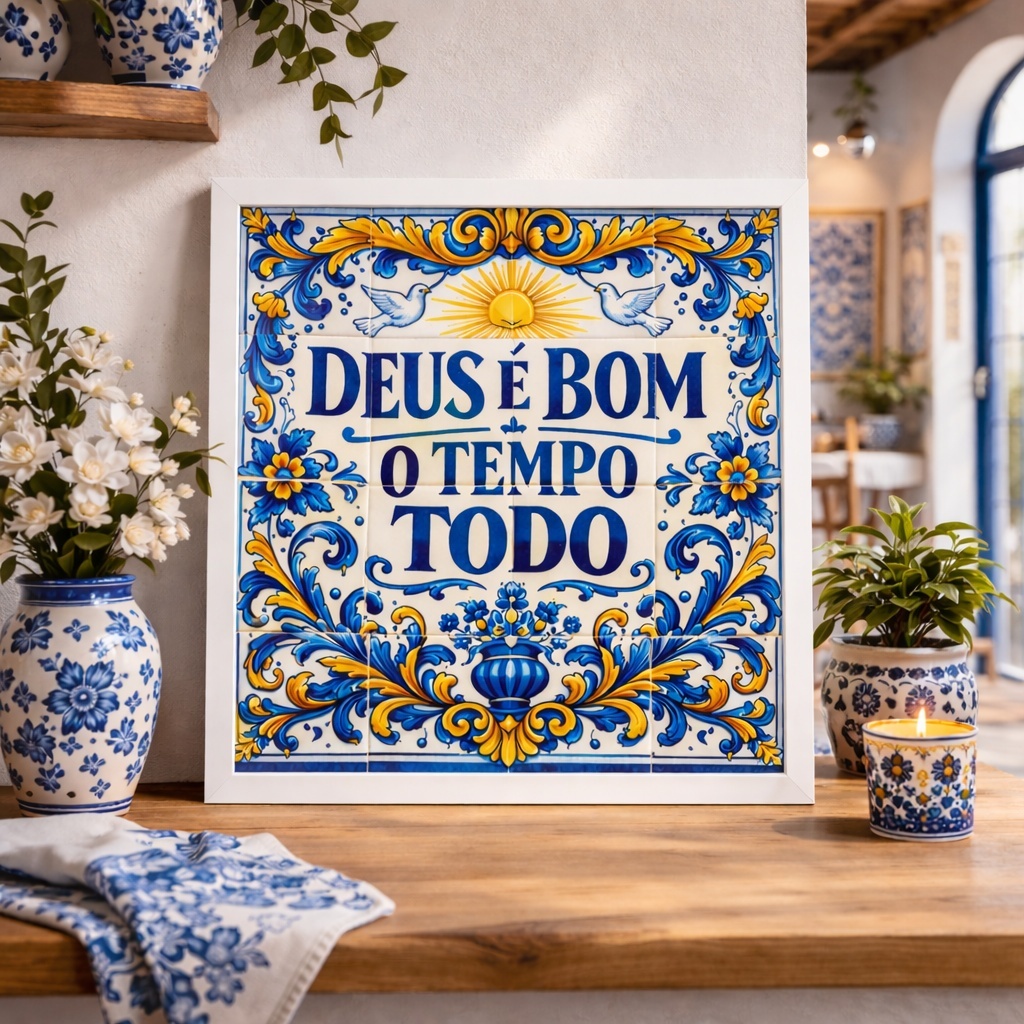 Quadro Deus é Bom o Tempo Todo - 33x33 Cm