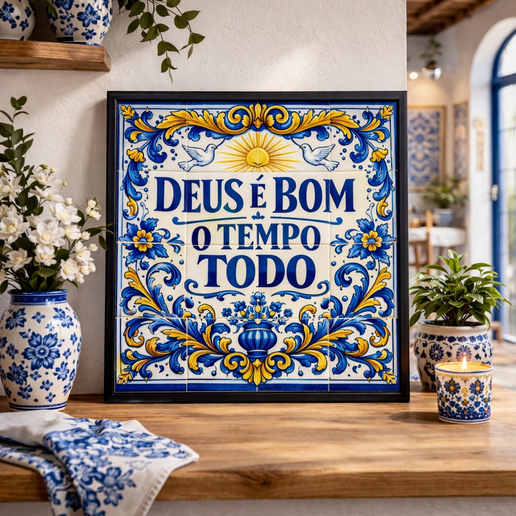 Quadro Deus é Bom o Tempo Todo - 33x33 Cm
