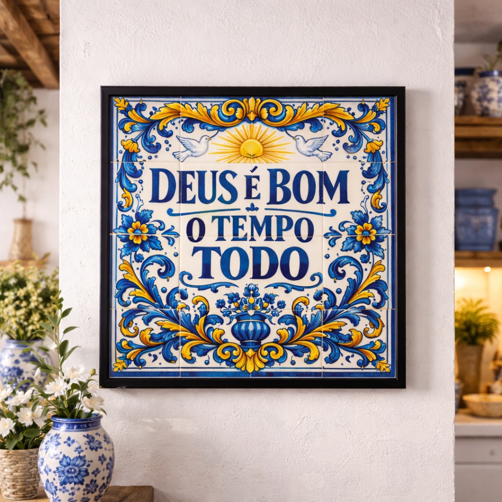 Quadro Deus é Bom o Tempo Todo - 33x33 Cm