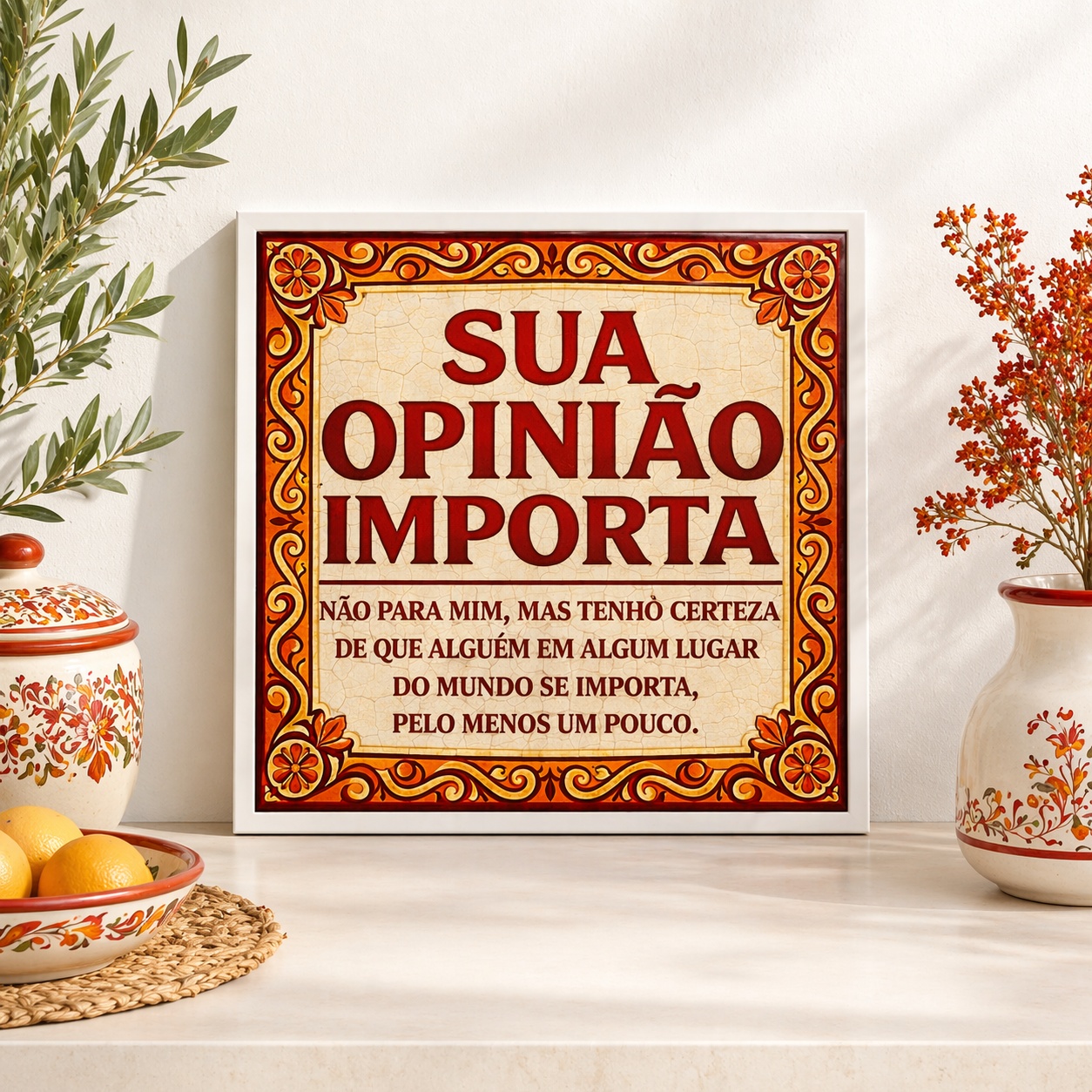 Quadro Divertido Sua Opinião - 33x33 Cm