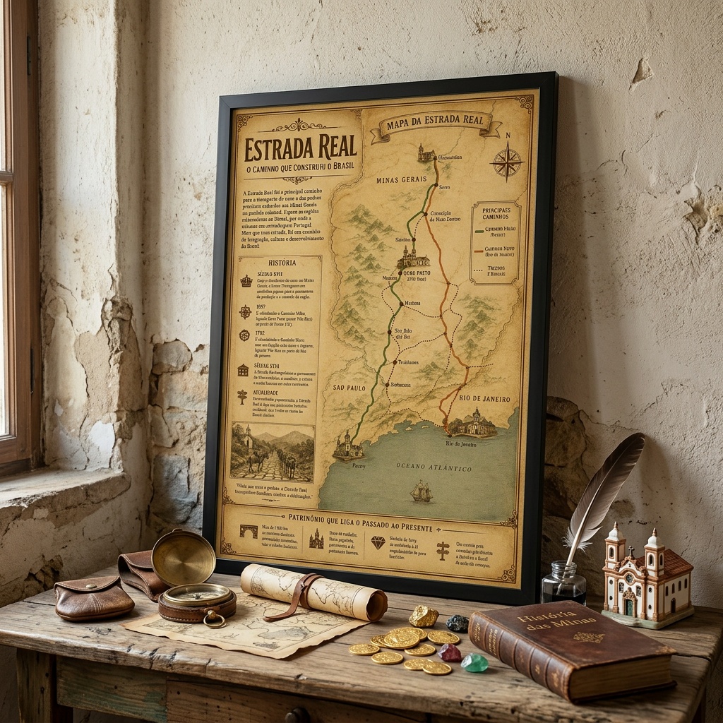 Quadro Estrada Real - Mapa e História