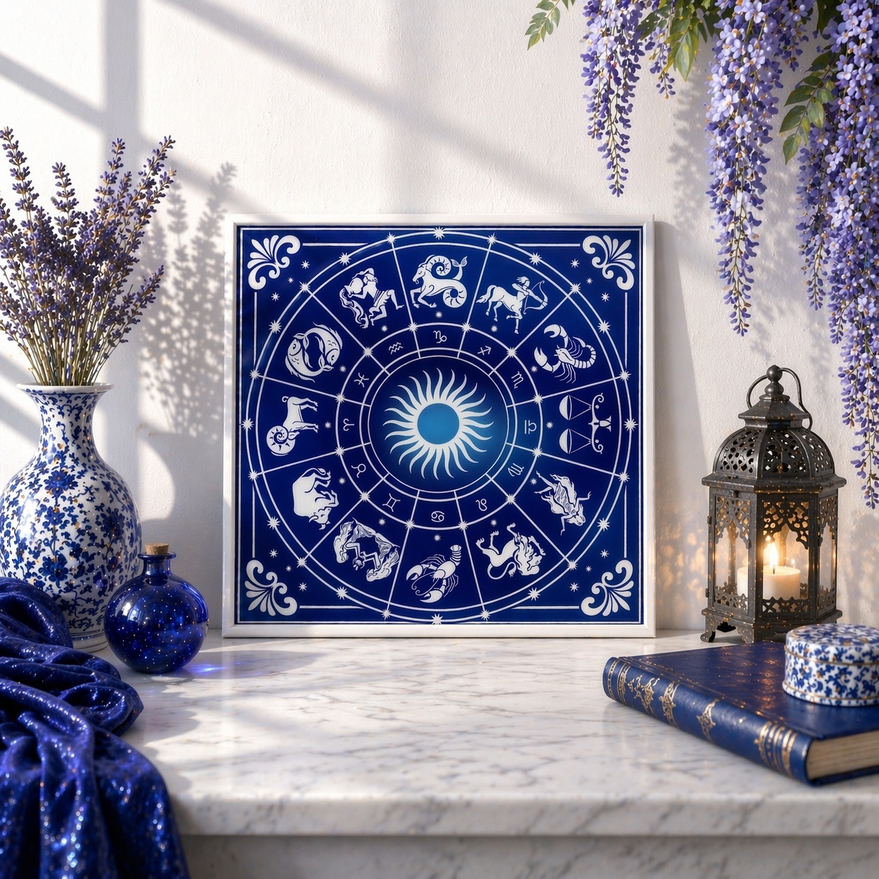 Quadro Mandala Signos Zodíaco - 33x33 Cm