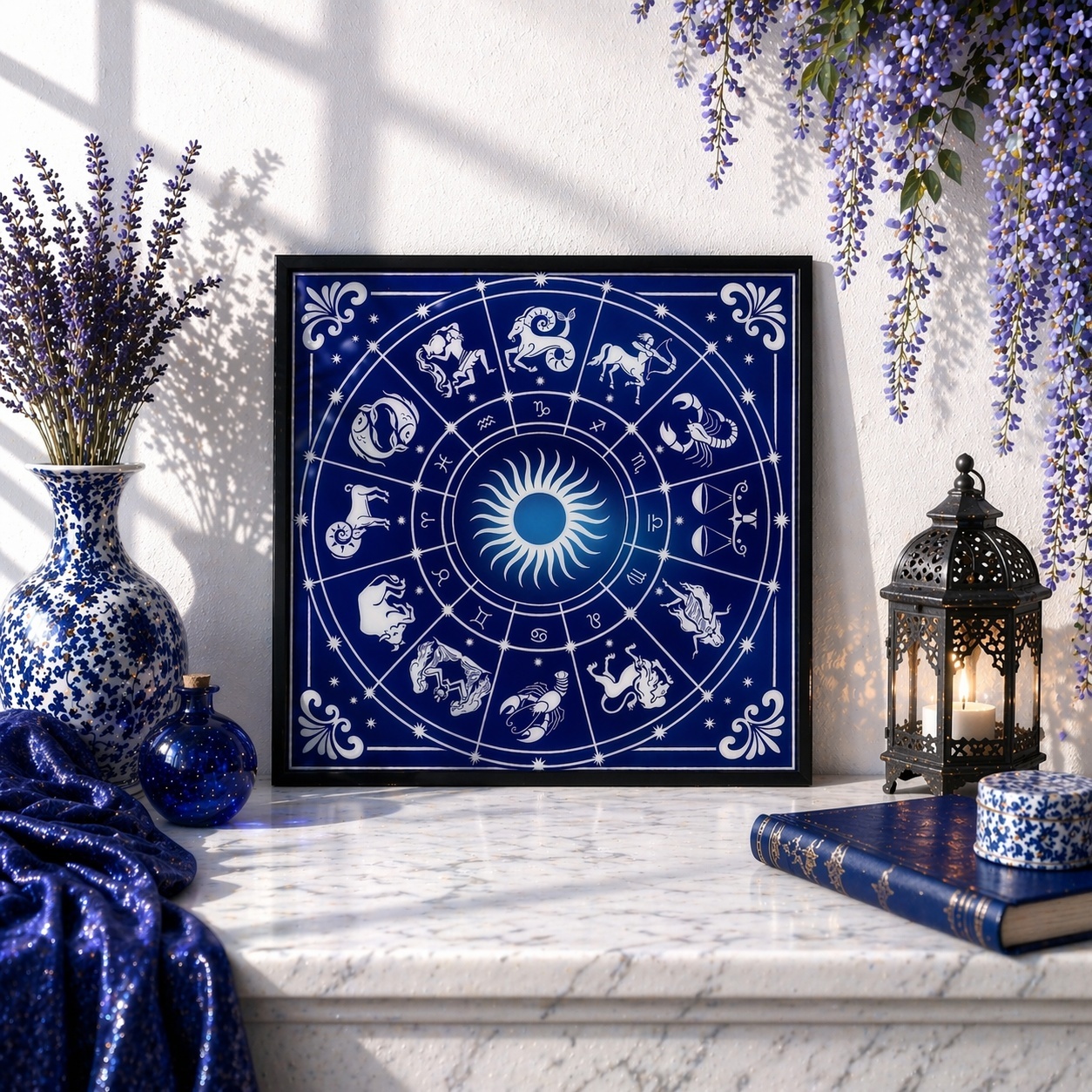 Quadro Mandala Signos Zodíaco - 33x33 Cm