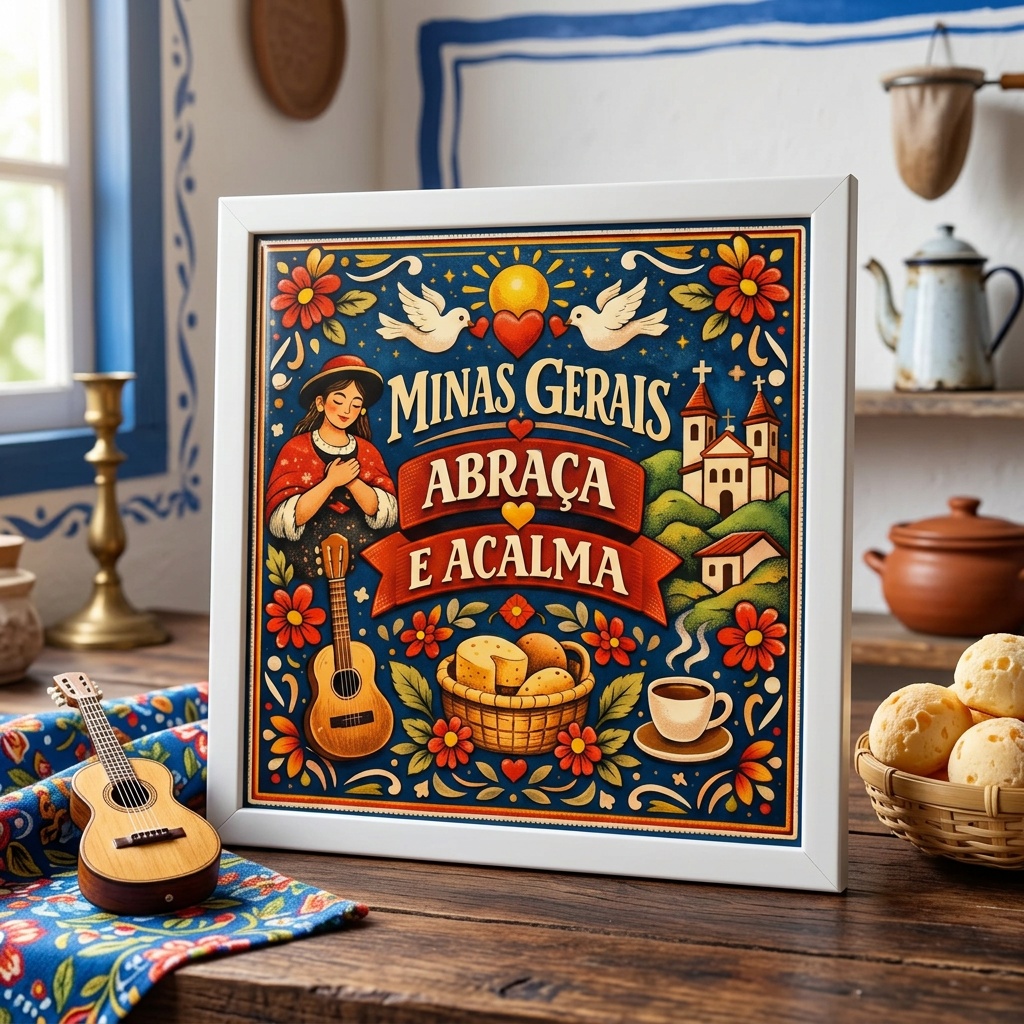 Quadro Minas Gerais Abraça - 33x33 Cm