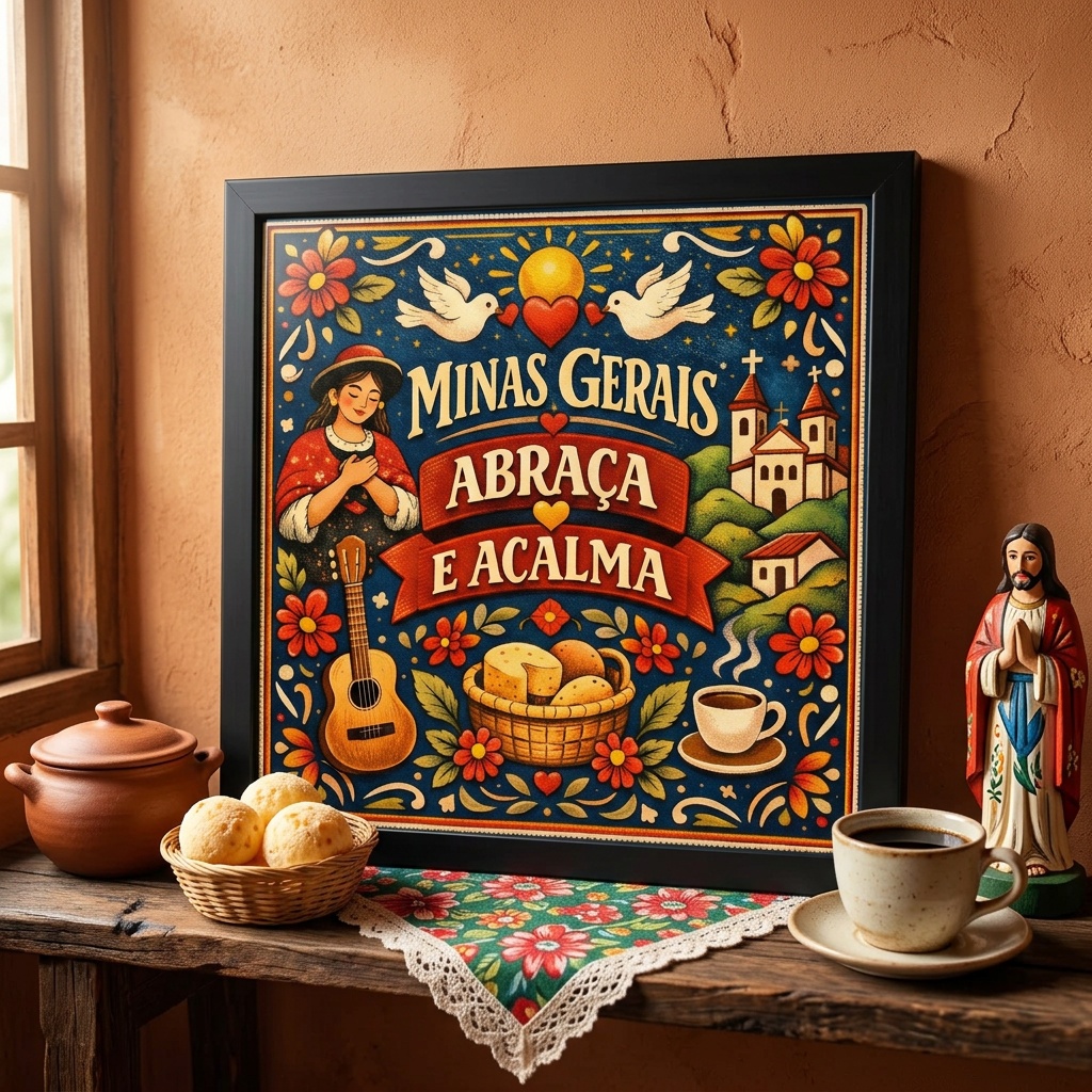 Quadro Minas Gerais Abraça - 33x33 Cm