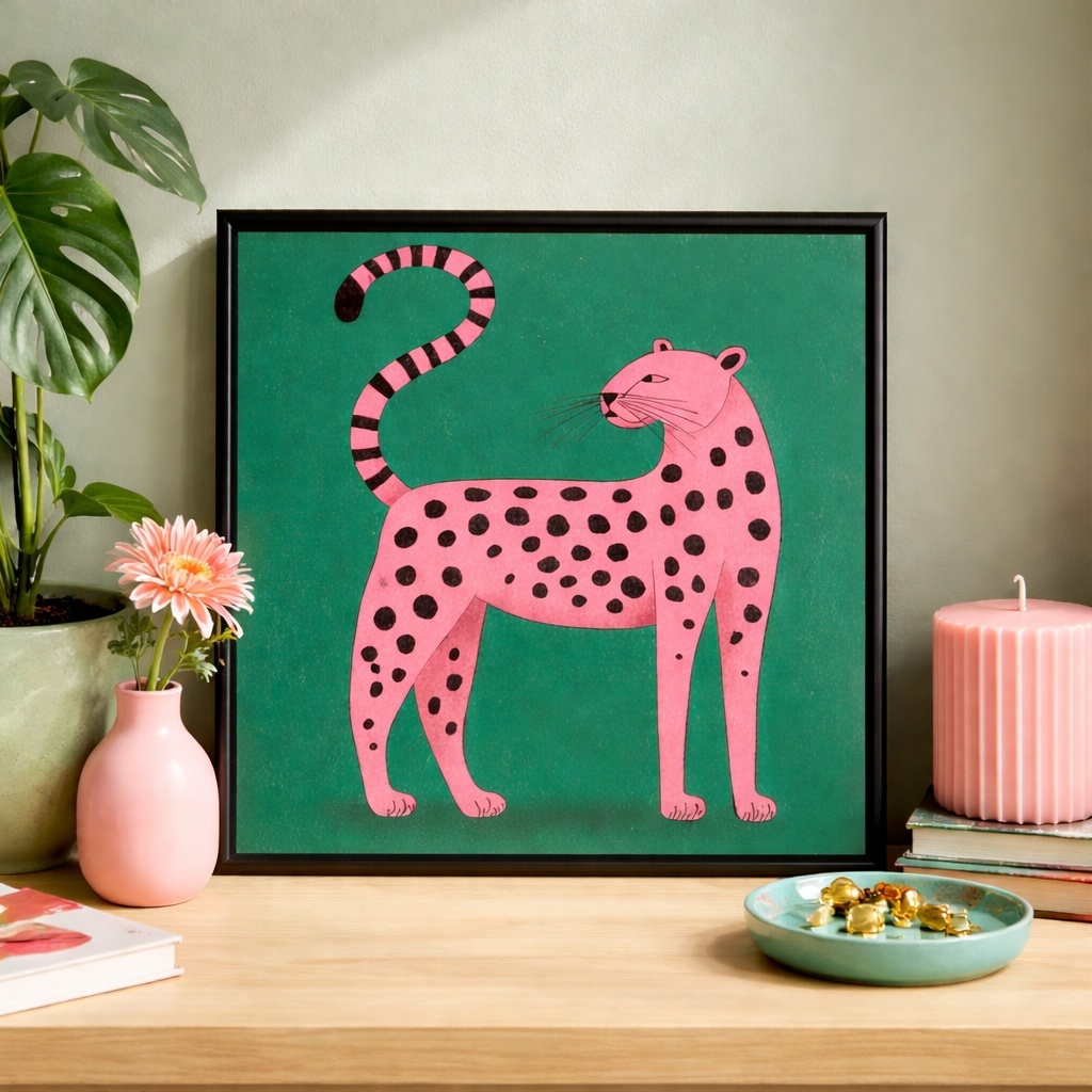 Quadro Moderno Leopardo - 33x33 Cm