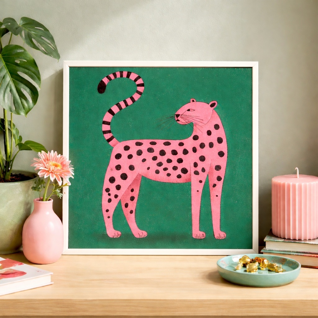 Quadro Moderno Leopardo - 33x33 Cm