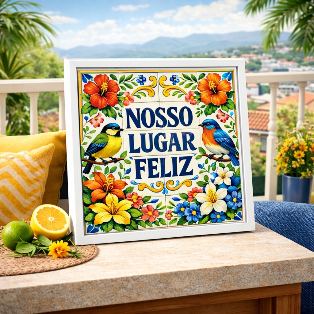 Quadro Nosso Lugar Feliz - 33x33 Cm