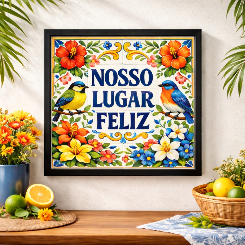 Quadro Nosso Lugar Feliz - 33x33 Cm