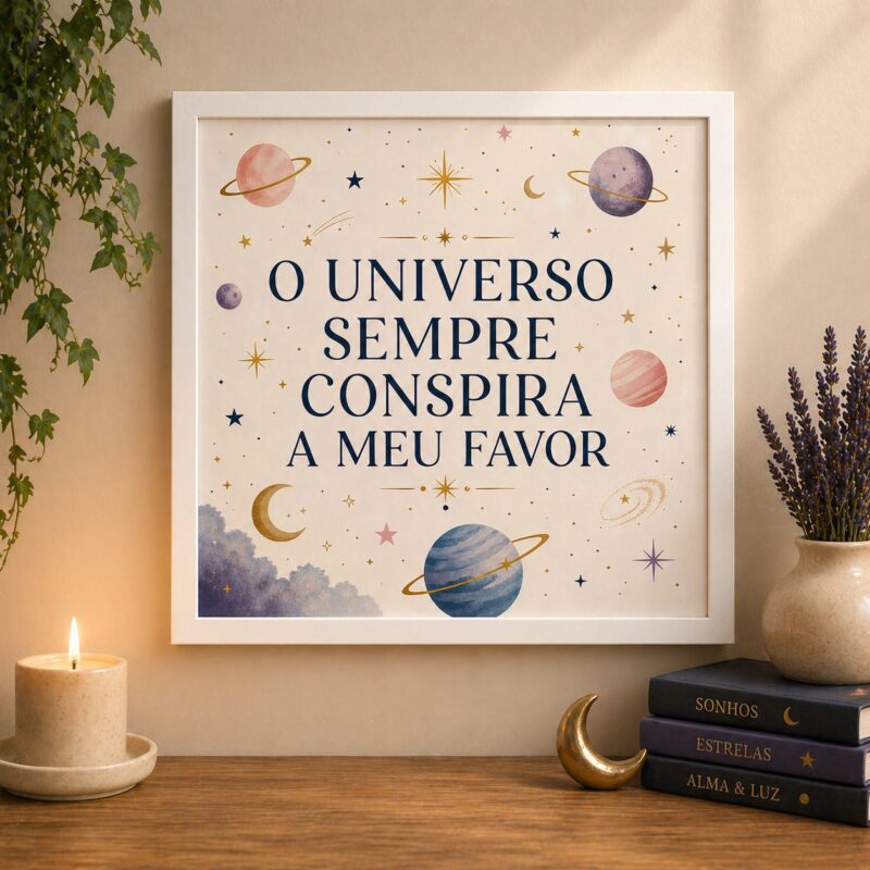 Quadro O Universo Sempre Conspira a Meu Favor - 33x33 Cm
