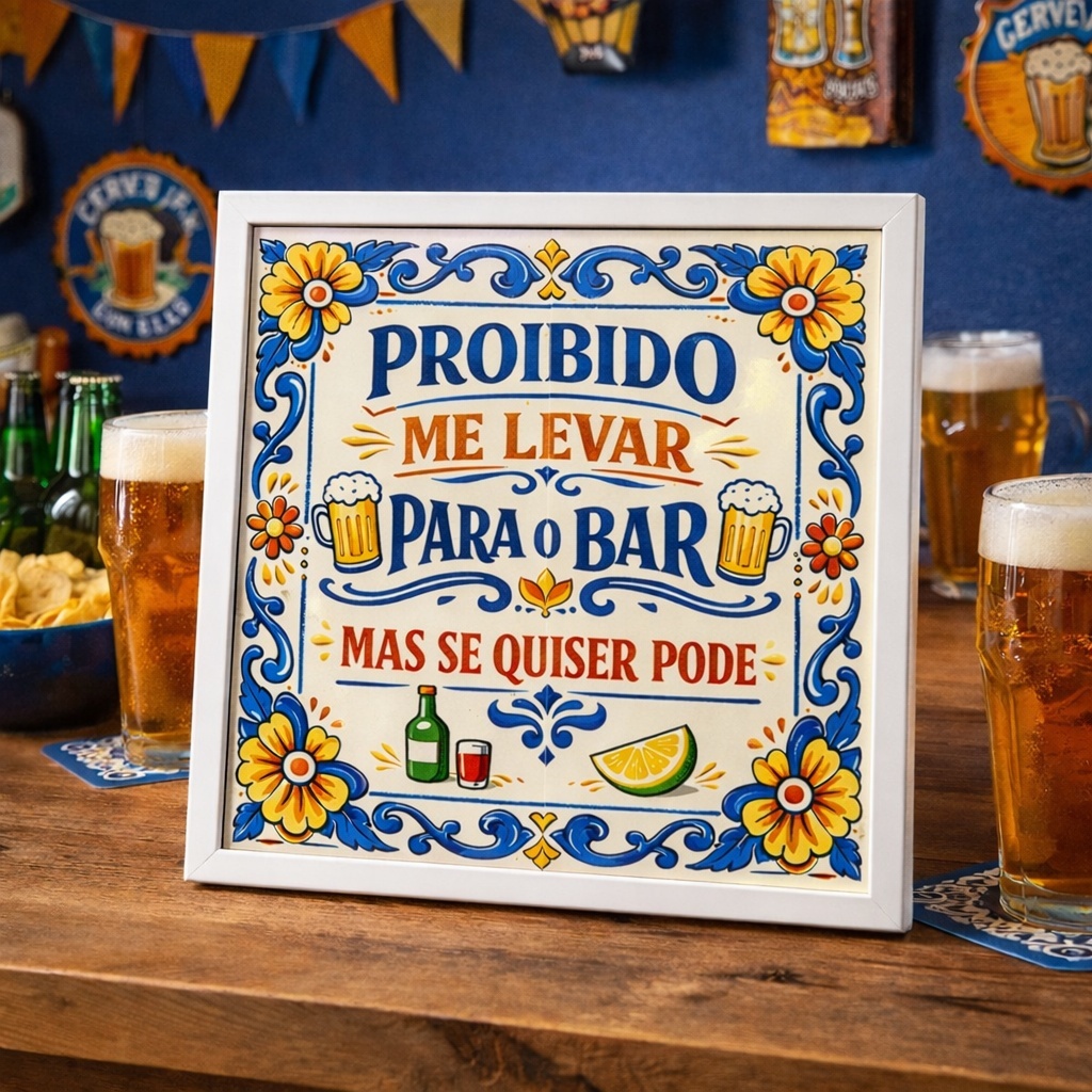 Quadro Proibido Me Levar Para o Bar - 33x33 Cm