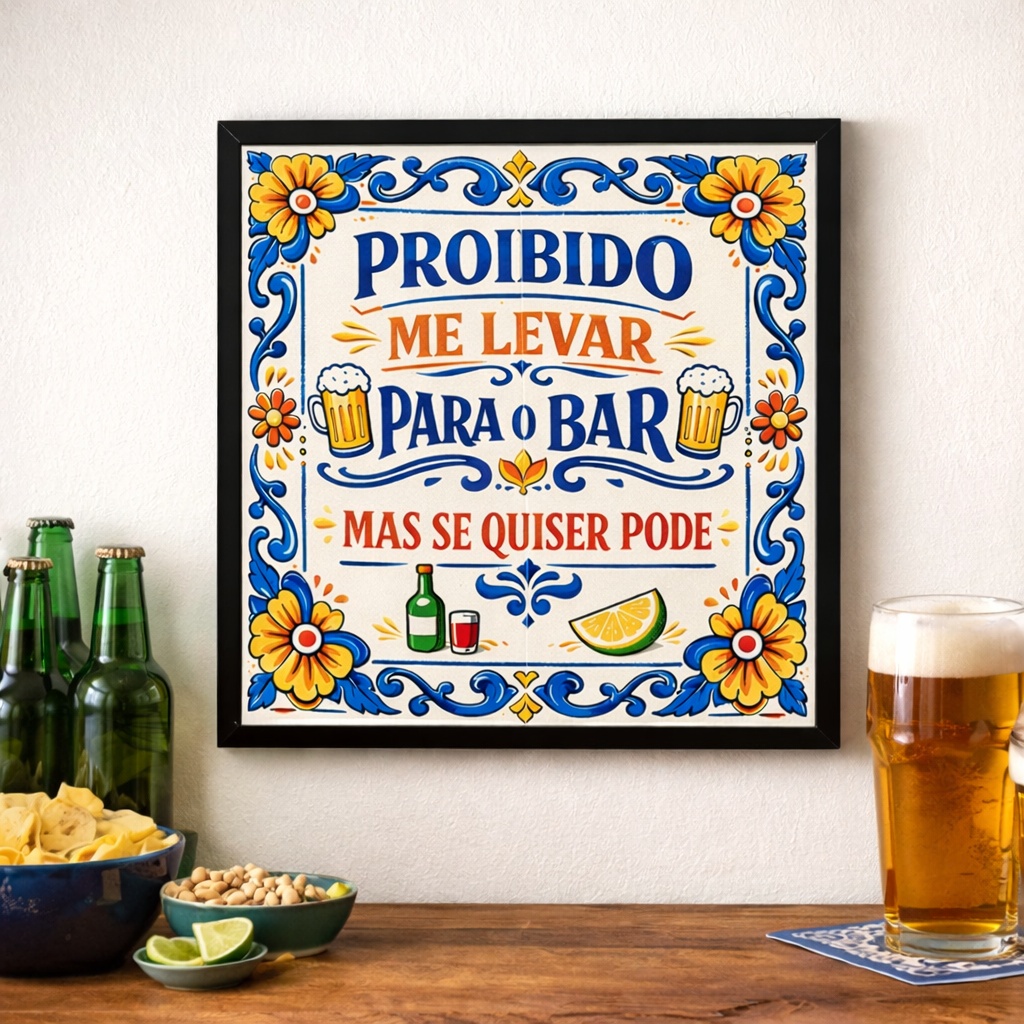 Quadro Proibido Me Levar Para o Bar - 33x33 Cm