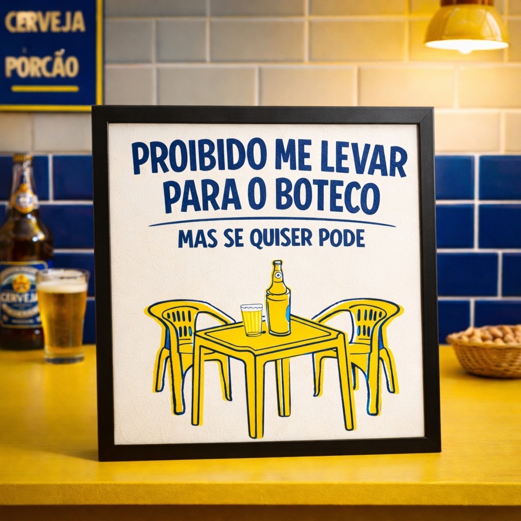 Quadro Proibido Me Levar Para o Boteco - 33x33 Cm