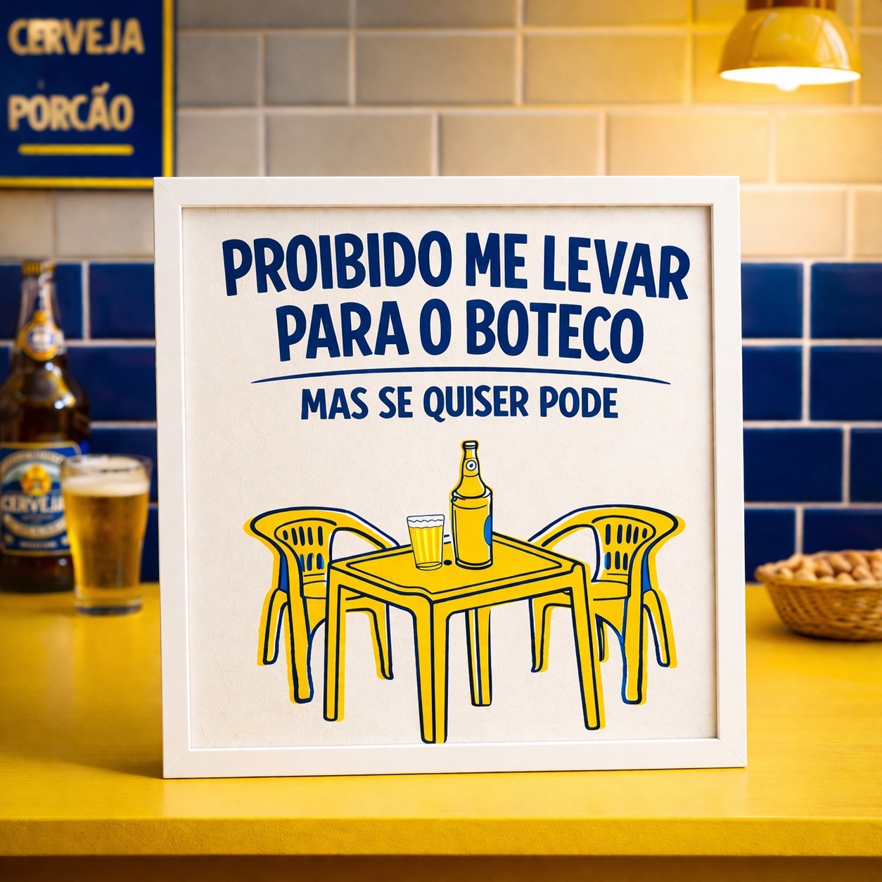 Quadro Proibido Me Levar Para o Boteco - 33x33 Cm