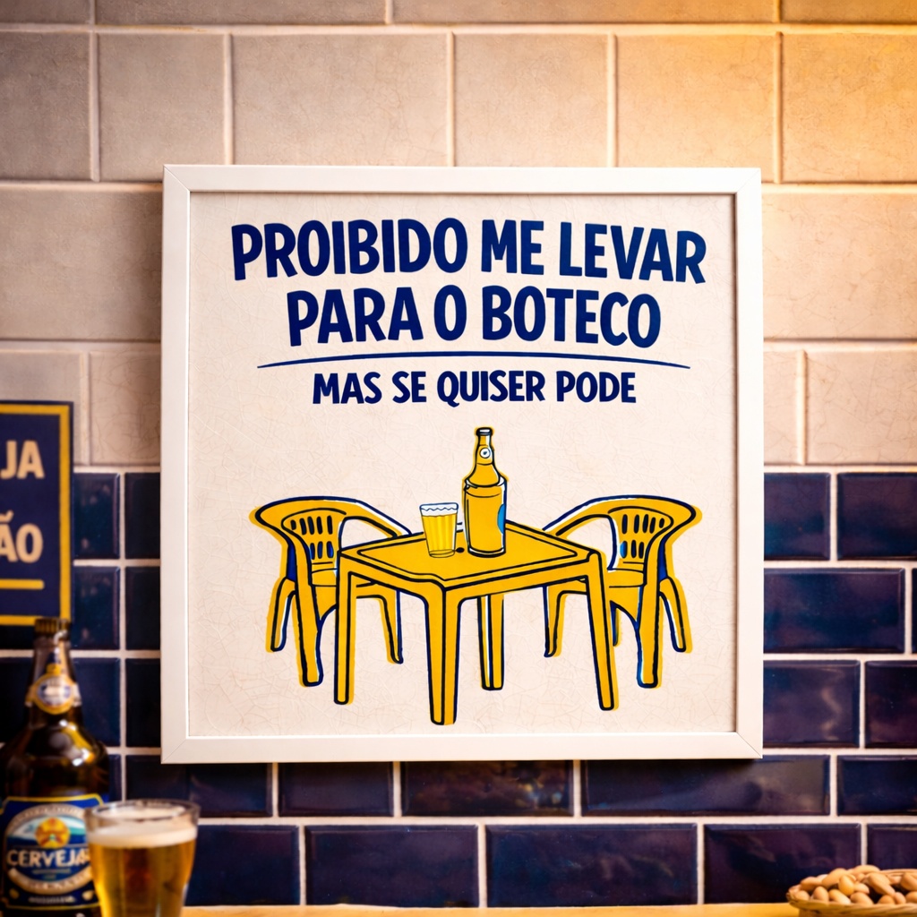 Quadro Proibido Me Levar Para o Boteco - 33x33 Cm