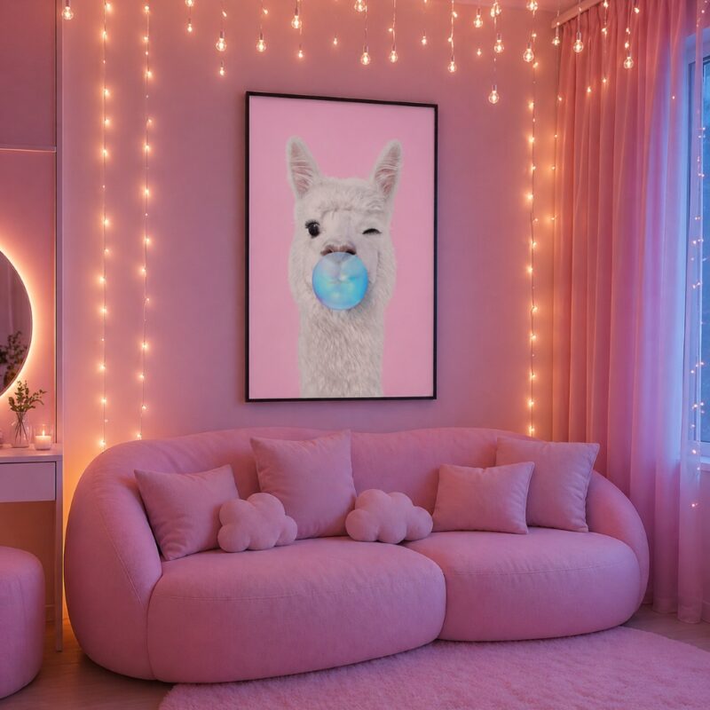 Quadro Canvas Alpaca Bubblegum