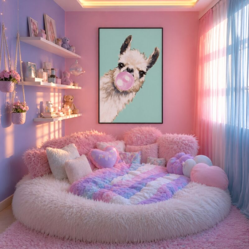 Quadro Canvas Alpaca Pink Bubblegum