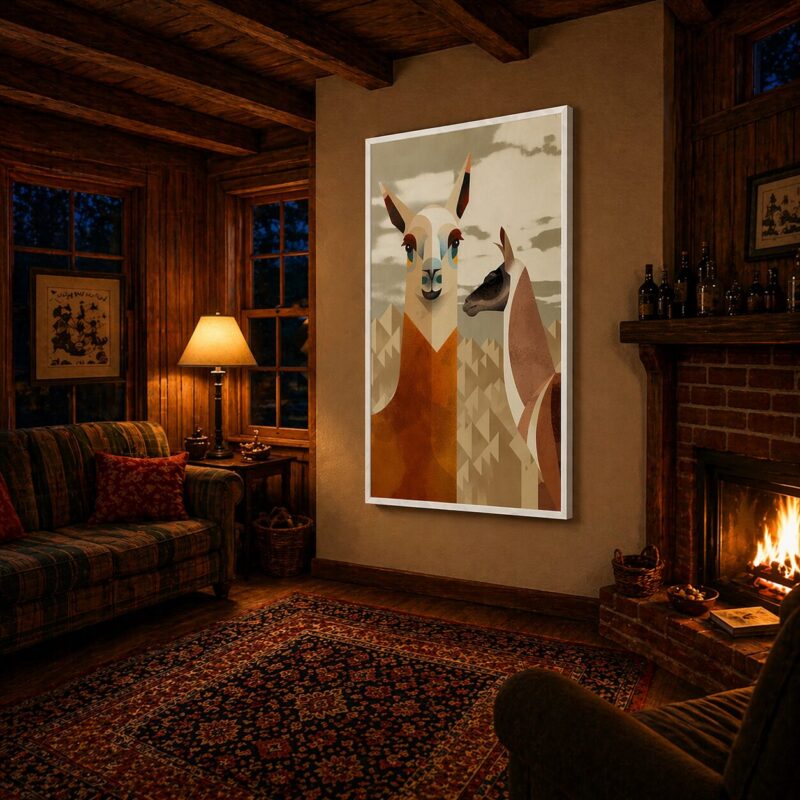 Quadro Canvas Alpacas Geométricas