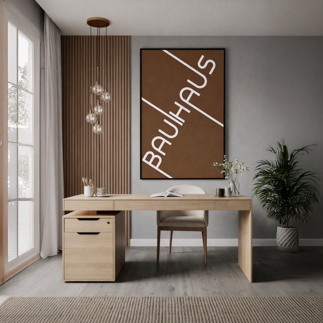 Quadro Canvas Bauhaus Brown Typographic
