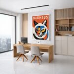 Quadro Canvas Bauhaus Cat Minimalist