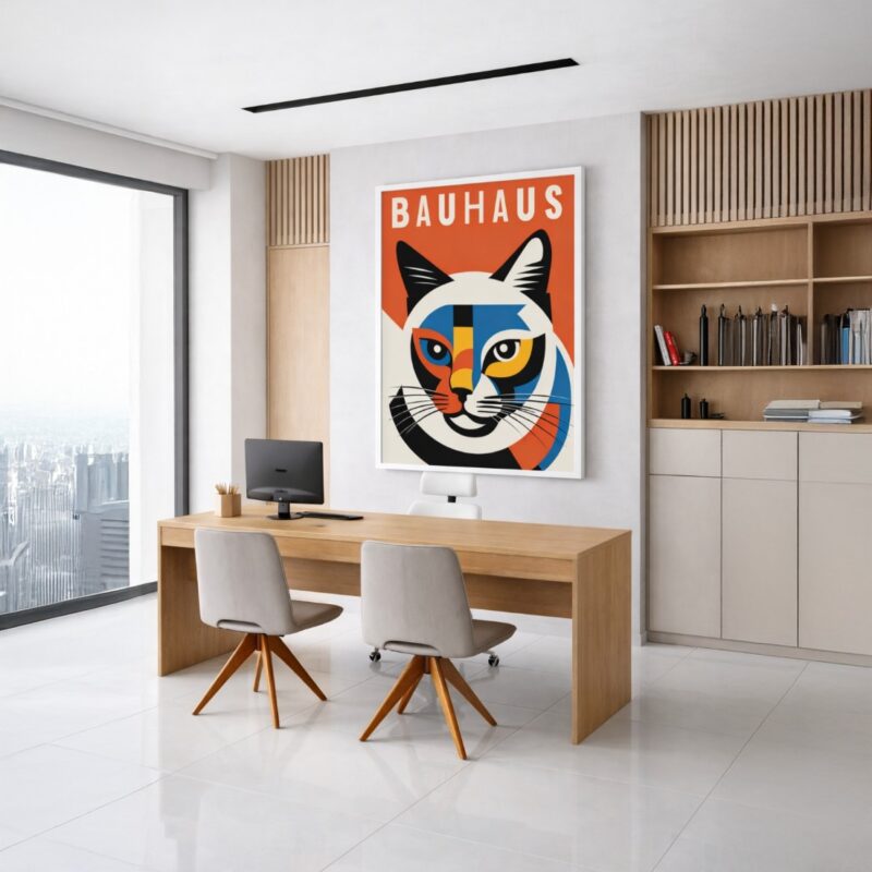 Quadro Canvas Bauhaus Cat Minimalist