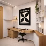 Quadro Canvas Bauhaus Flor Preto Bege