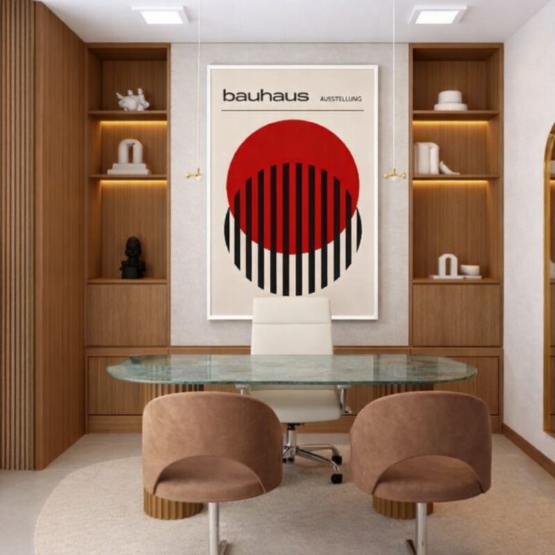 Quadro Canvas Bauhaus Minimalista Vermelho & Preto