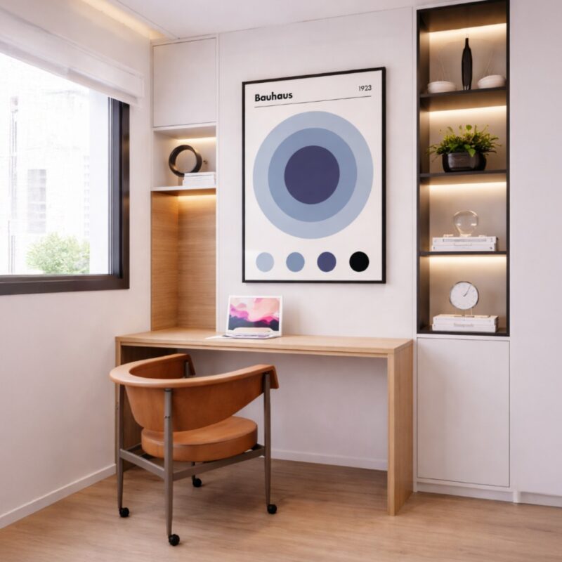 Quadro Canvas Círculos Concêntricos Tons de Azul