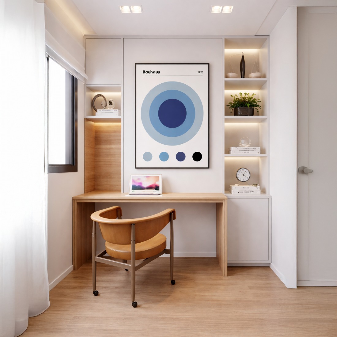 Quadro Canvas Círculos Concêntricos Tons de Azul