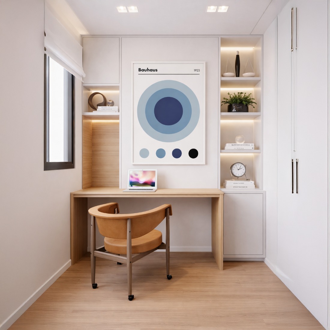Quadro Canvas Círculos Concêntricos Tons de Azul