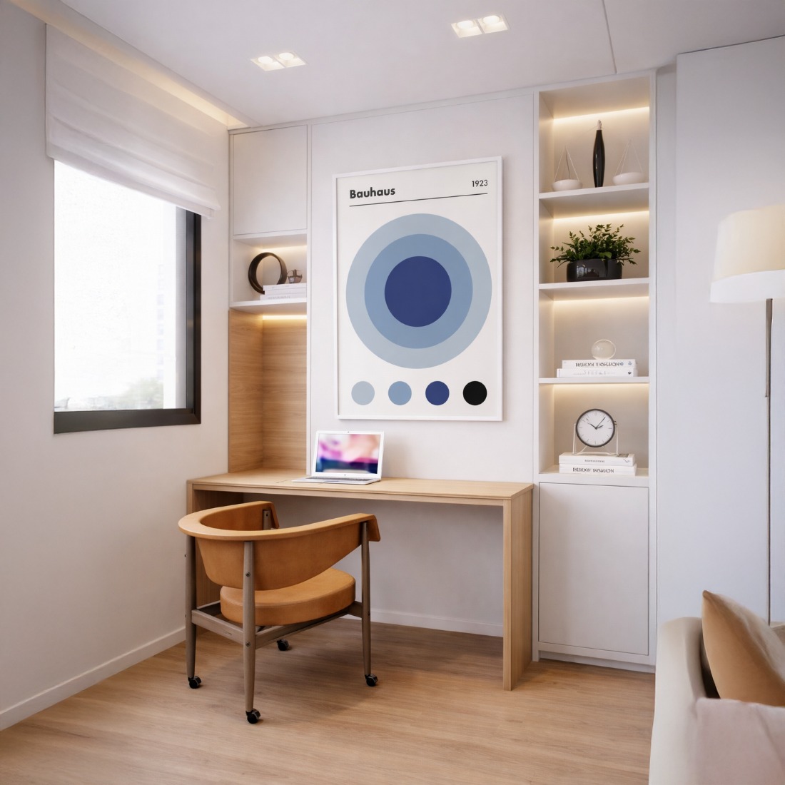 Quadro Canvas Círculos Concêntricos Tons de Azul