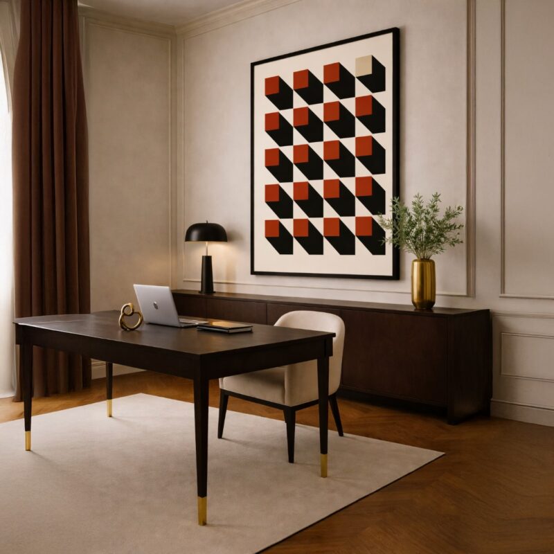 Quadro Canvas Cubic Perspective Vermelho