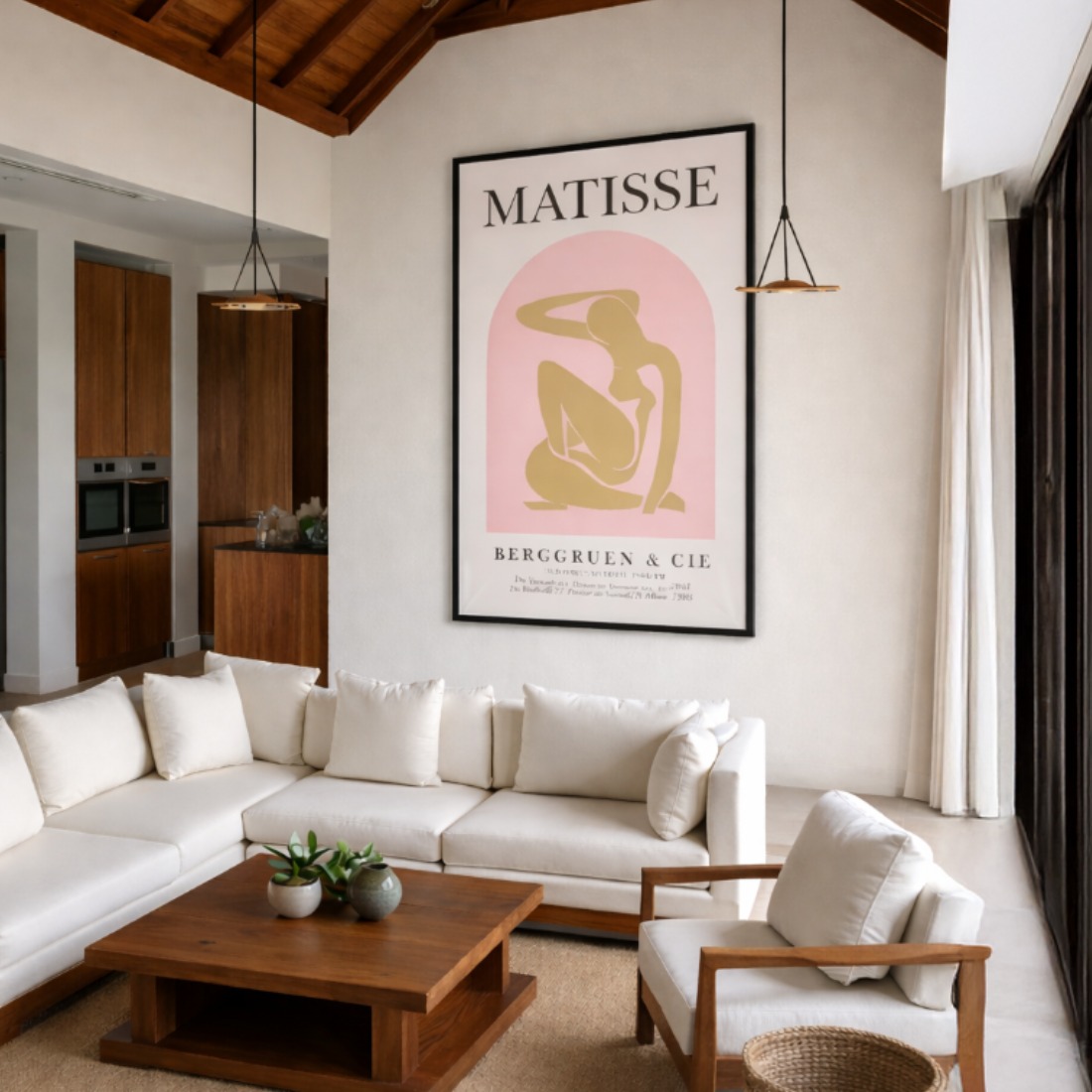 Quadro Canvas Figura Feminina Bege Rosa