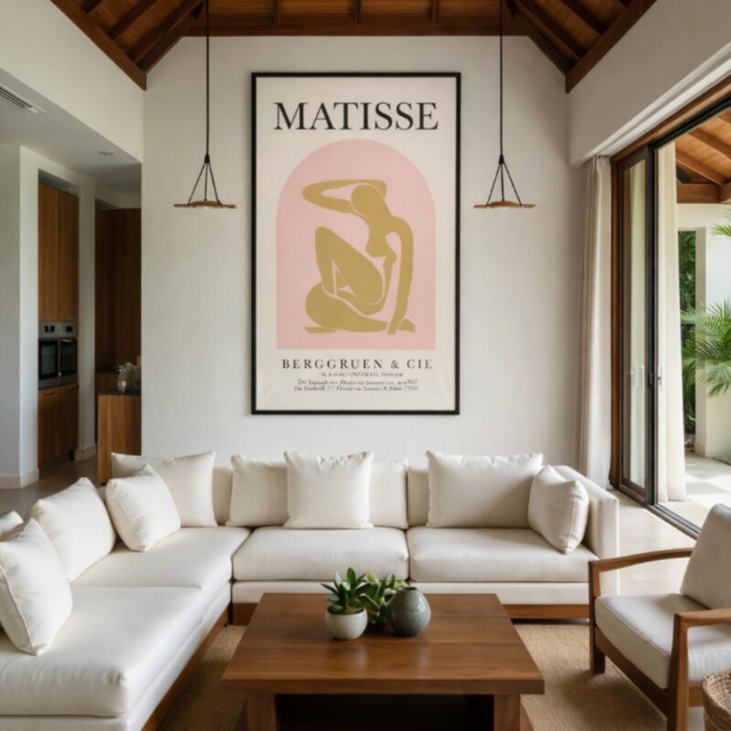 Quadro Canvas Figura Feminina Bege Rosa